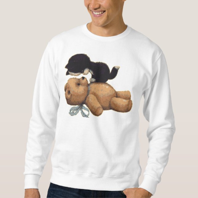 Gullig nalle och svartkatt sweatshirt (Framsida)