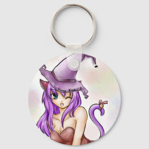 Gullig nekoflickakeychain nyckelring