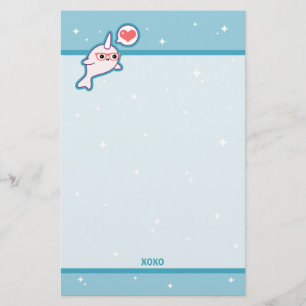Gullig Nerd Narwhal Brevpapper