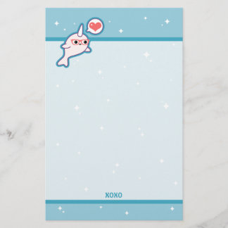 Gullig Nerd Narwhal Brevpapper