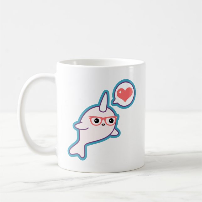 Gullig Nerd Narwhal Kaffemugg (Vänster)