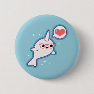 Gullig Nerd Narwhal Knapp