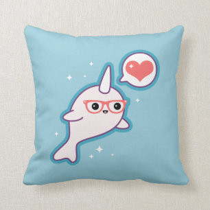 Gullig Nerd Narwhal Kudde