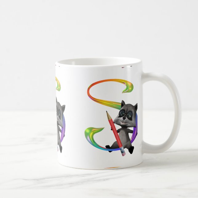 Gullig NerdRaccon Monogram S Kaffemugg (Höger)