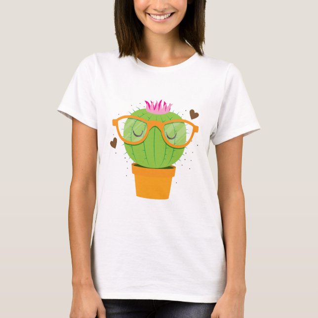 gullig nerdy kaktus tee shirt (Framsida)