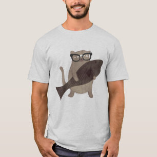 Gullig Nerdy kattT-tröja T-shirt