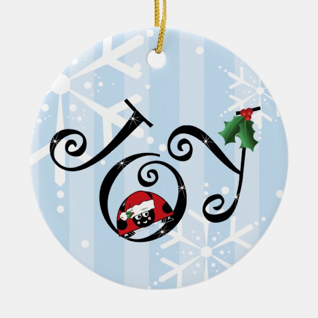 Gullig nyckelpigaglädjeprydnad julgransprydnad keramik (Framsidan)