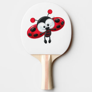 Gullig nyckelpigatecknad pingisracket