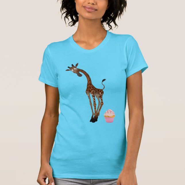 Gullig nyckfull giraff och muffin t shirt (Framsida)