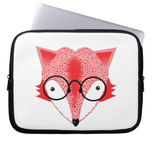 Gullig nyckfull glasögonprydd skraj rävbild laptop fodral
