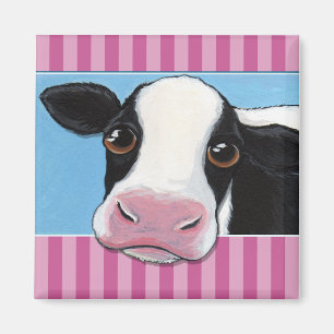 Gullig nyckfull svart- & vitkoillustration magnet