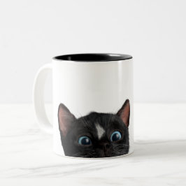 Gullig nyfiken katt Två-Tonad mugg