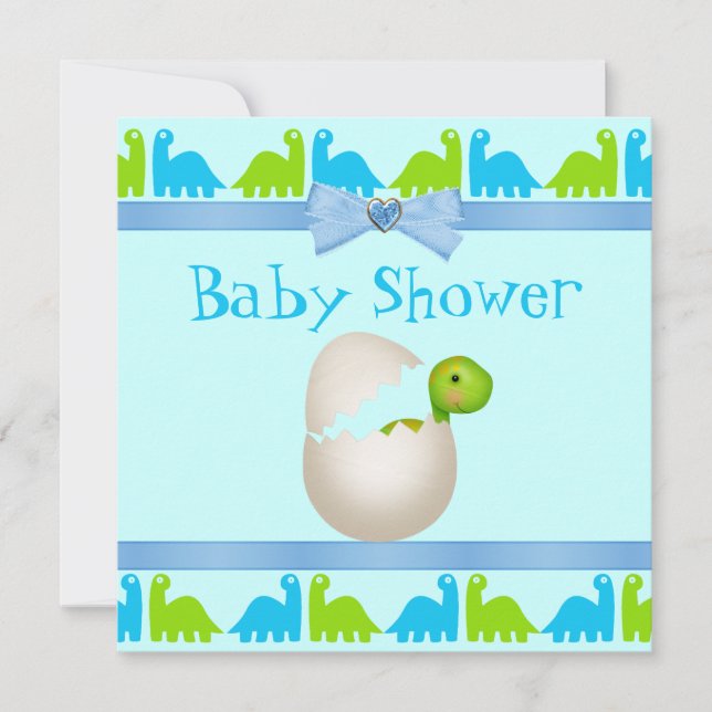 Gullig nyligen kläckt babyDinosaurbaby shower Inbjudningar (Framsida)