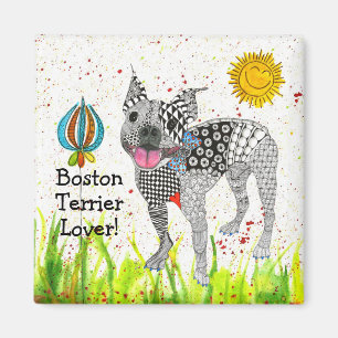 Gullig och färgrik Boston Terriermagnet 2", Magnet