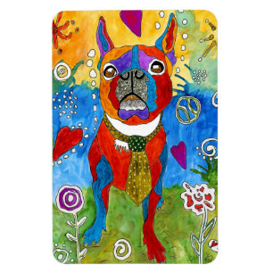 Gullig och färgrik Boston Terriermagnet 4" x6 ", Magnet
