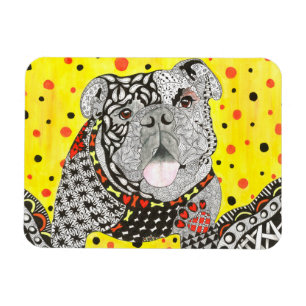 Gullig och färgrik engelsk bulldoggmagnet 3" x4 ", magnet