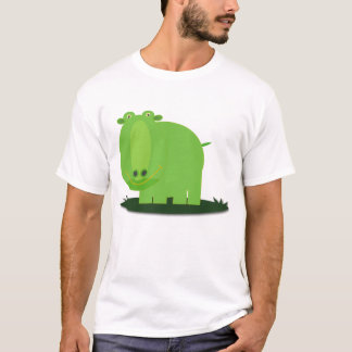 Gullig och för roligt grön flodhäst tee