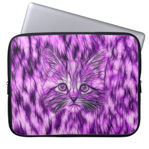 Gullig och förtjusande purpurfärgad kattunge laptop fodral