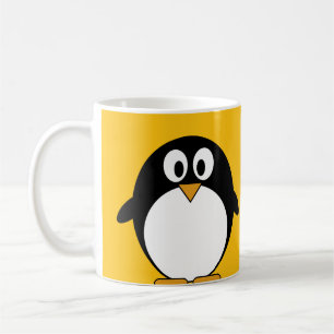 Gullig och modern tecknadpingvin kaffemugg