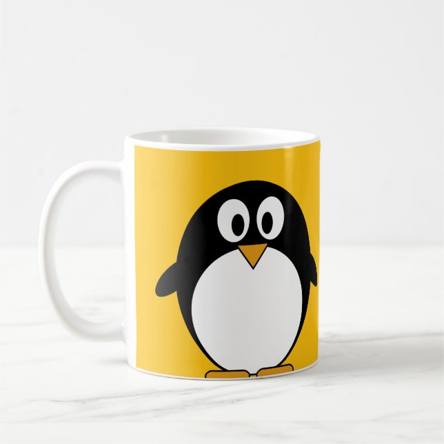 Gullig och modern tecknadpingvin kaffemugg (Vänster)