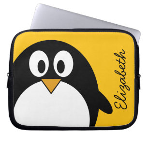 Gullig och modern tecknadpingvin laptop sleeve
