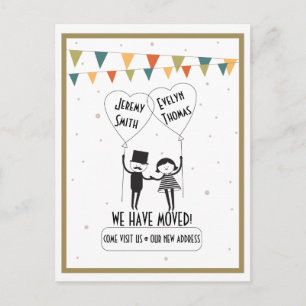 Gullig och rolig alternativ adressändring meddelande vykort