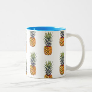 Gullig och rolig ananasmönsterdesign Två-Tonad mugg