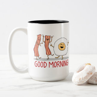 Gullig och rolig bacon- och äggbramorgon Två-Tonad mugg