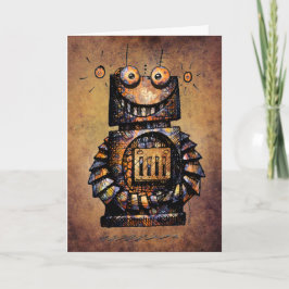 Gullig och rolig beställnings- barnrobotgrattis på kort