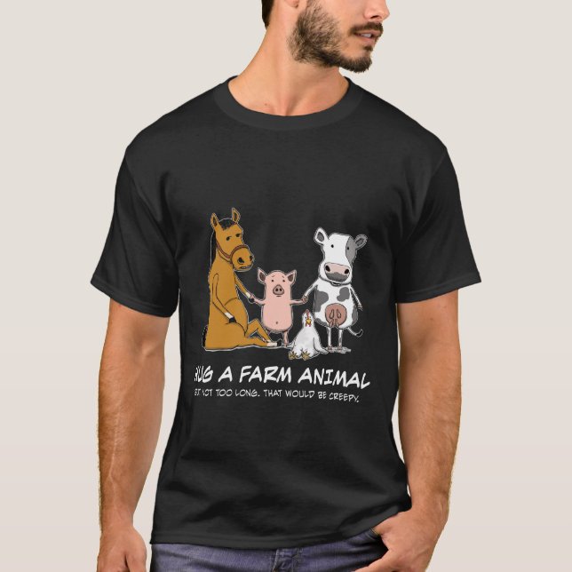 Gullig och rolig kram ett lantgårddjur tee shirt (Framsida)