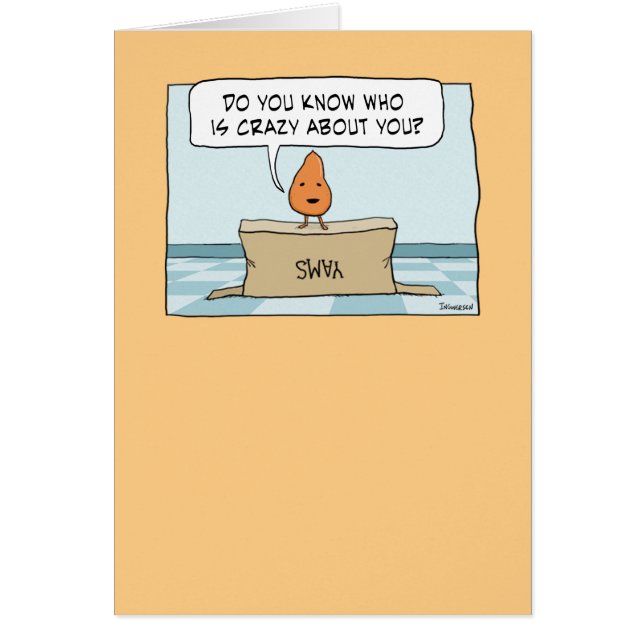 Gullig och rolig sötpotatiskärlek hälsningskort (Framsidan)