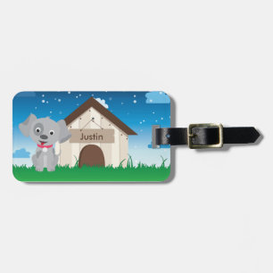 Gullig och skämtsam valp eller hund bagagebricka