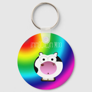 Gullig ojämn mu Keychain Nyckelring