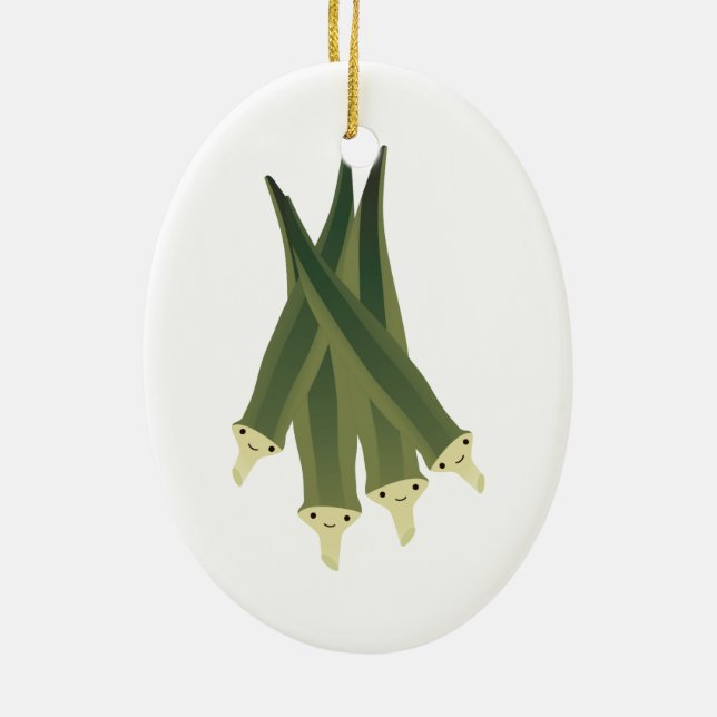 Gullig Okra Julgransprydnad Keramik (Baksidan)