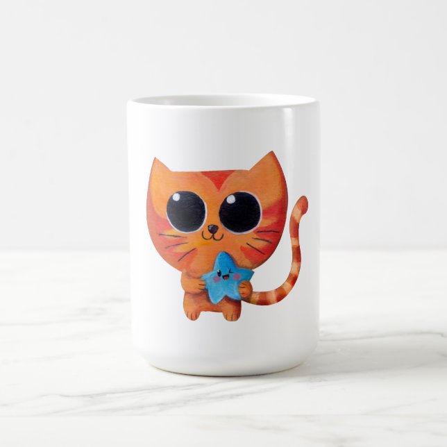 Gullig orange katt med stjärnan kaffemugg (Center)