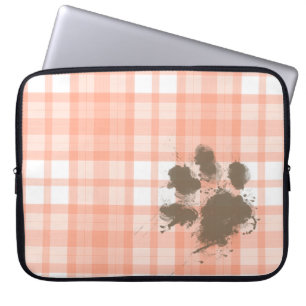 Gullig orange pläd; Rolig hund Laptop Sleeve
