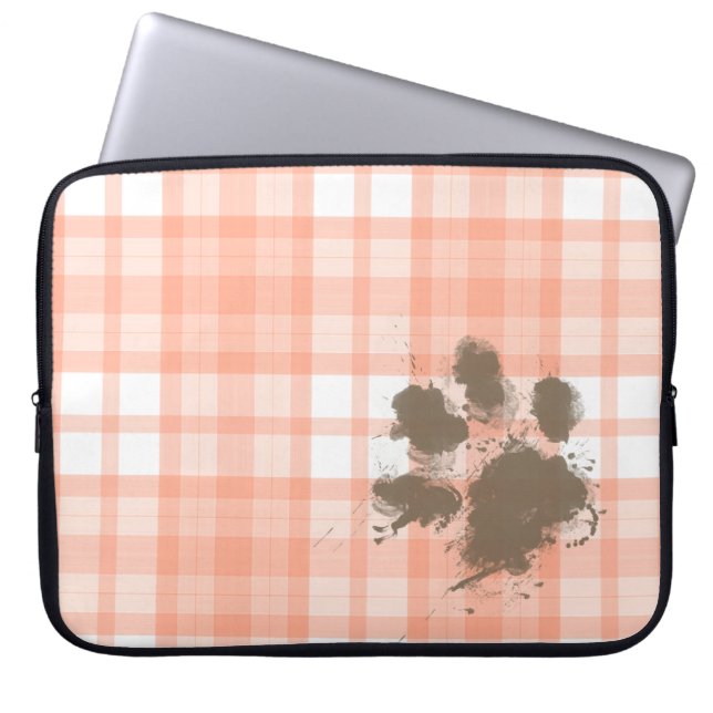 Gullig orange pläd; Rolig hund Laptop Sleeve (Framsidan)