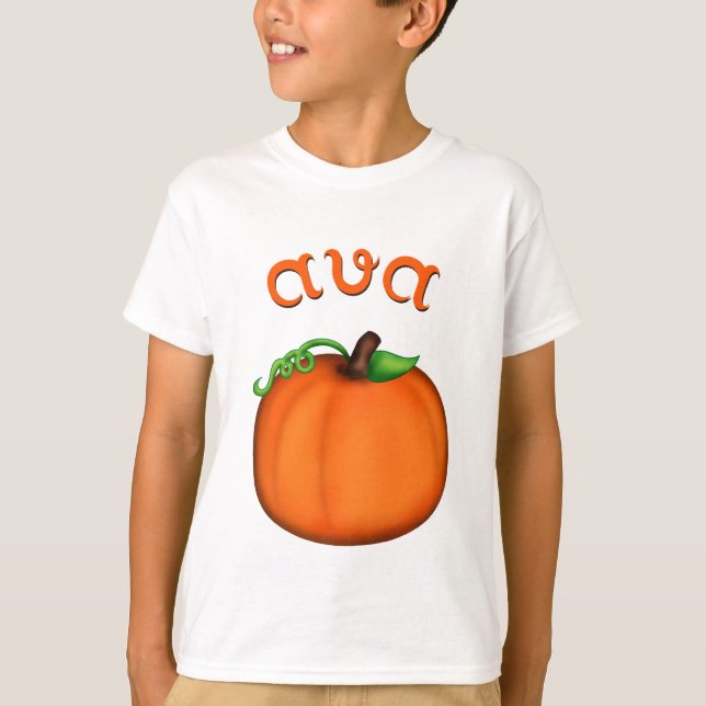 Gullig orange pumpa för Ava Tee Shirt (Framsida)