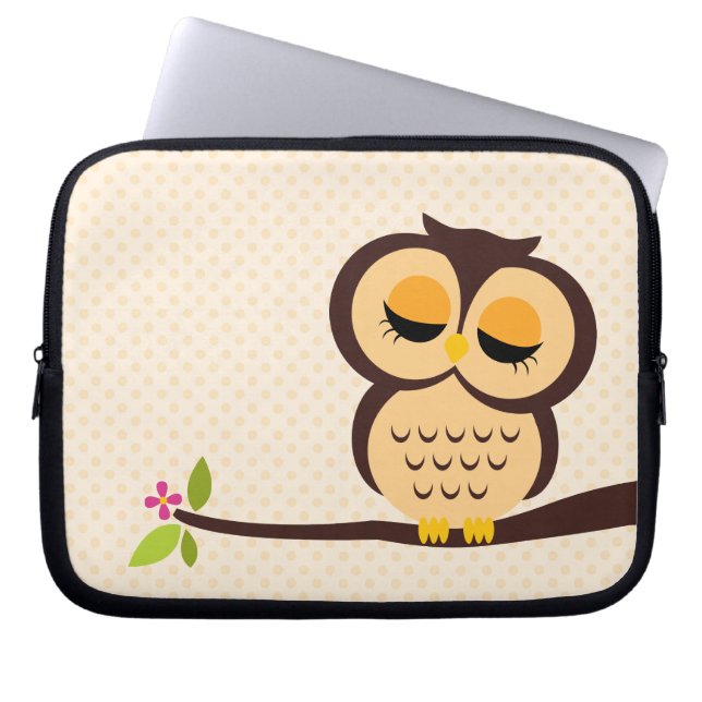 Gullig orange uggla laptop sleeve (Framsidan)