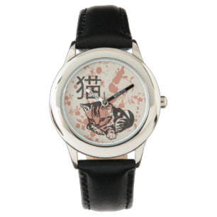 Gullig orientalisk design för stilnekokatt armbandsur