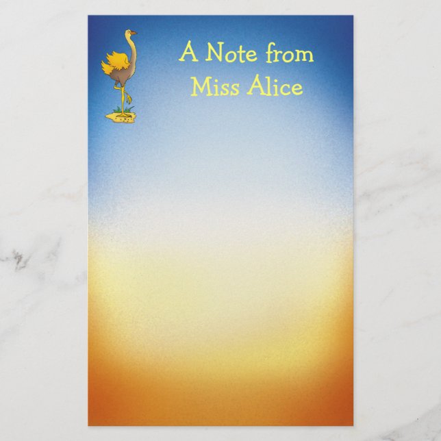 Gullig ostrich - brevpapper (Framsida)