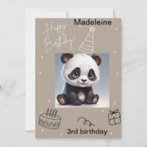 Gullig panda, födelsedagskort skrivbart