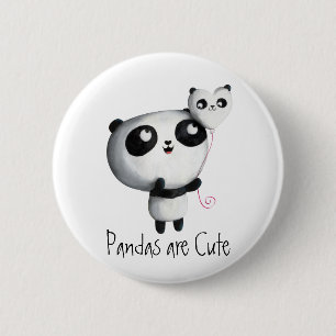 Gullig Panda med ballongen Knapp