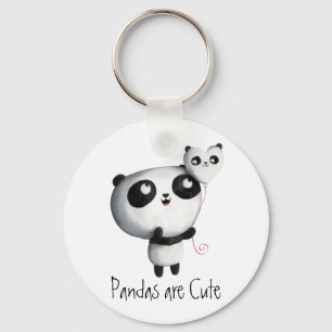 Gullig Panda med ballongen Nyckelring