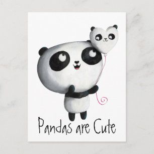 Gullig Panda med ballongen Vykort