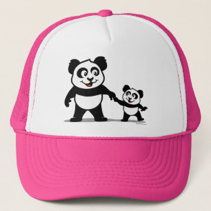 Gullig Panda med en baby Truckerkeps