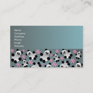 Gullig panda- och blommamönstervisitkort visitkort