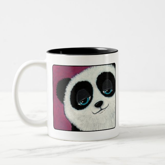 Gullig Panda på rosamuggen Två-Tonad Mugg (Vänster)