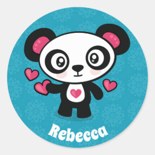 Gullig Panda Runt Klistermärke