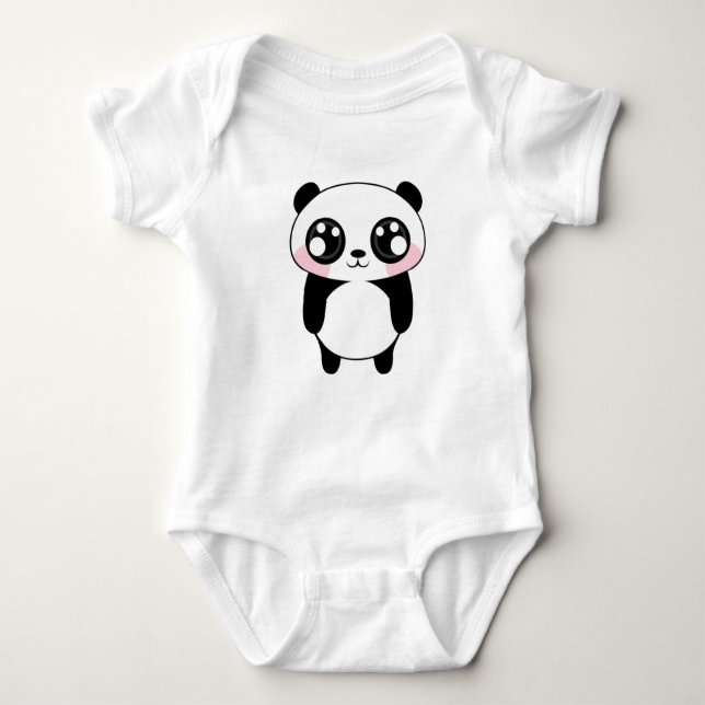 Gullig Pandabjörnillustration T Shirt (Framsida)